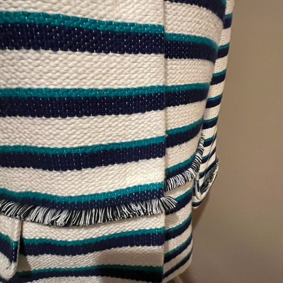 Talbots Stripe Tweed Fringe Jacket Career Blazer Nautical, size 10 - Picture 4 of 9